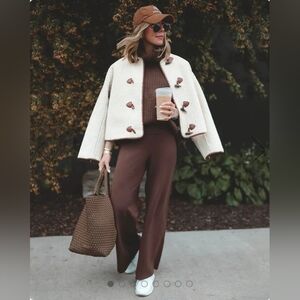 Splendid Cream and Brown Toggle Teddy Jacket